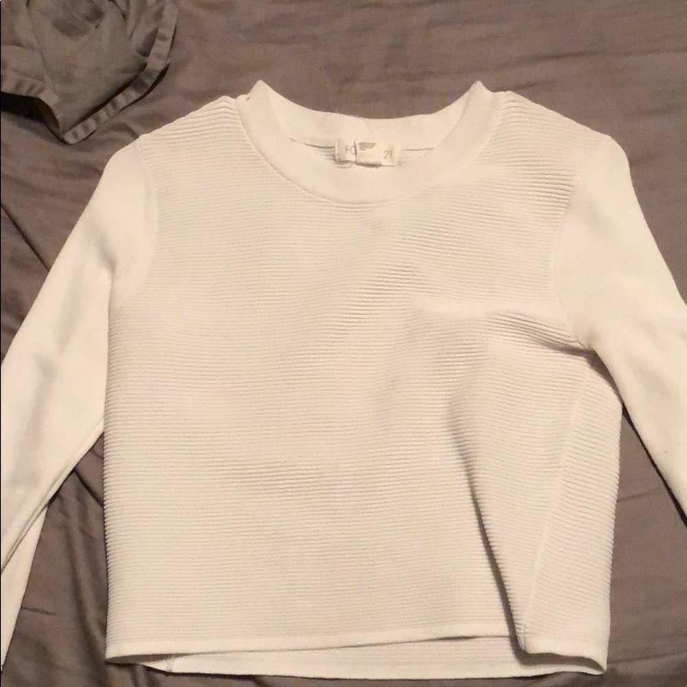 Forever 21 Cream Long Sleeve Crop